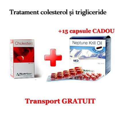 Ulei Neptune Krill Oil + Cholesteril (Drojdie de orez rosu) Tratament colesterol si trigliceride pentru 3 luni