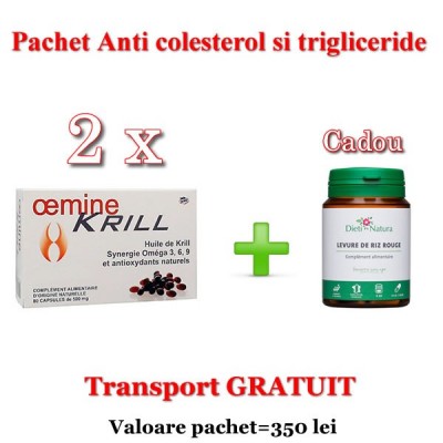 2 cutii de Ulei de Krill Oil la 80 de capsule+Drojdie orez rosu 60 capsule CADOU, Transport GRATIS