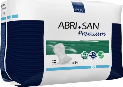 Abena San - 6 - Premium, Absorbante anatomice incontinenta - 1600 ml - 34 buc