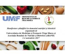 Manifestare științifică în domeniul nutriției și dieteticii organizată de Universitatea de Medicină și Farmacie Tîrgu Mureș și Asociația Română de Nutriție și Dietetică (ARoND), 1-4 noiembrie 2017