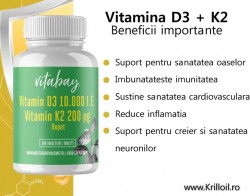 Vitamin D3 10000 ui + Vitamin K2 200mcg MK7 180 Pastile