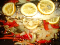 Pește (cod) cu legume la cuptor