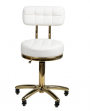 Scaun cosmetica rotativ cu spatar auriu (alb/ negru)