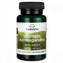 Ultra Ultimate Extract Ashwagandha KSM-66, 250mg, 60 Capsule, Withania somnifera, Ginseng Indian