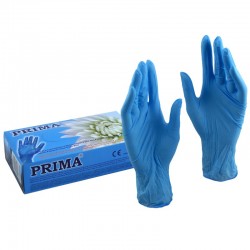 Manusi examinare PRIMA, vinil, usor pudrate, albastre, marimea M, 100 bucati