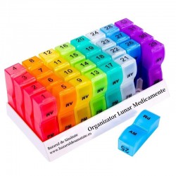 Organizator medicamente lunar x 2 casete colorate / zi