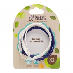 Bratara aromatica din piele impregnata cu uleiuri esentiale – alb+albastru