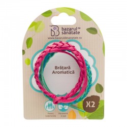 Bratara aromatica din piele impregnata cu uleiuri esentiale – roz+bleu