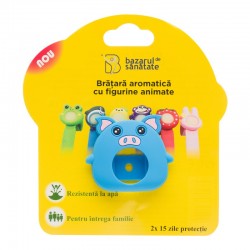 Bratara Aromatica Din Silicon Cu Figurine Animate Pentru Copii- Porc albastru