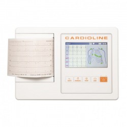Electrocardiograf de repaus Cardioline ECG100L cu ecran tactil color de 5”, portabil, cu interpretare automată
