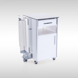 Noptieră Spital BEDSIDE-10 | Bidirecțională | Masă de Servit Integrată | Lemn