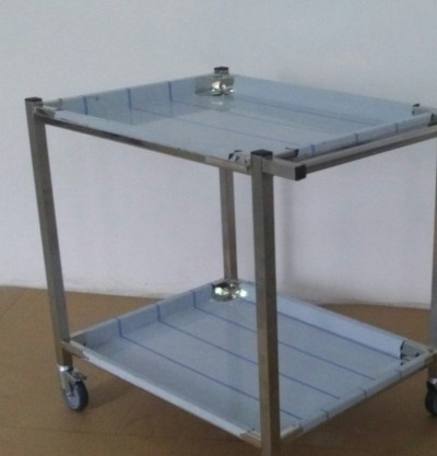 Carucior transport materiale sanitare/alimente din inox cu 3 blaturi - CMS2