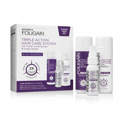 Kit Trioxidil tratamentul anti caderea parului femei, Sampon, Balsam si Solutie