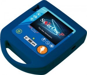 Defibrilator mobil controlat manual (360 Jouli putere) (cardioversie sincronizata) si semi-automat pe functia de monitorizare ECG, baterie reincarcabila, functii AED, model Saver One P