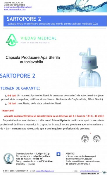Capsula finala antibacteriana producere apa sterila - autoclavabila- 6 luni