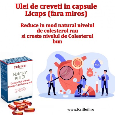 Ulei de Krill Oil 60 de Capsule, Reduce colesterolul marit