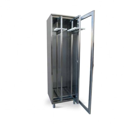 Dulap pentru endoscoape cu 1 ușă batantă din sticlă și 2 cadre glisante cu extragere completă cu suporturi pentru endoscoape.  COD: PE-6060200