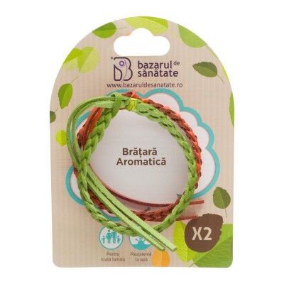 Bratara aromatica din piele impregnata cu uleiuri esentiale – verde+portocaliu