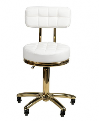 Scaun cosmetica rotativ cu spatar auriu (alb/ negru)