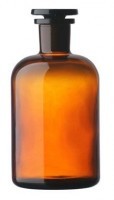 Sticla bruna cu dop rodat, cu gat ingust