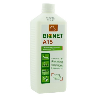 Bionet A15 - Dezinfectant suprafete concentrat - 1 litru