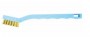 Perie de curatare cu peri din alama fina, cu maner din plastic, culoare: albastru, lungime totala: 18,0 cm, cap perie: 4,0 cm, lungime tepi: 1,5 cm