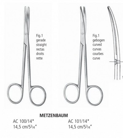 Foarfeca METZENBAUM, dreapta, boanta/boanta, 14.5