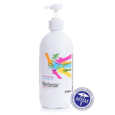 Dezinfectant Gel pentru maini 85% alcool Klintensiv AVIZAT MS BIOCIDE nr 2251BIO/01/12.24 - Flacon 500ML