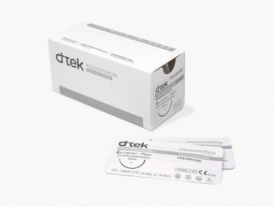 Fir sutura D-tek, Polydioxanona cu ac triunghiular/rotund - 12 buc