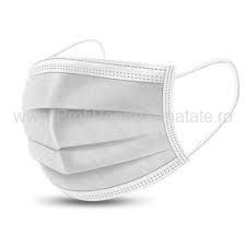 Masti medicale 3 straturi cu elastic- culoare alba (50 buc)