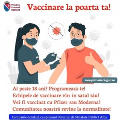 Alba: ''Vaccinare la poarta ta!'', o campanie lansată de administraţia Ciugud; vor fi amenajate centre inclusiv în gospodării