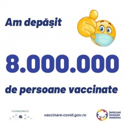 CNCAV: Peste 8 milioane de români vaccinaţi anti-COVID cu cel puţin o doză