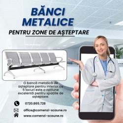 Banci metalice de așteptare pentru spitale cu 5 locuri