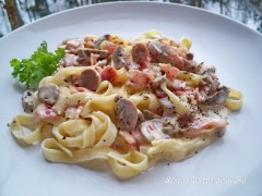 Tagliatelle cu bacon și ciuperci