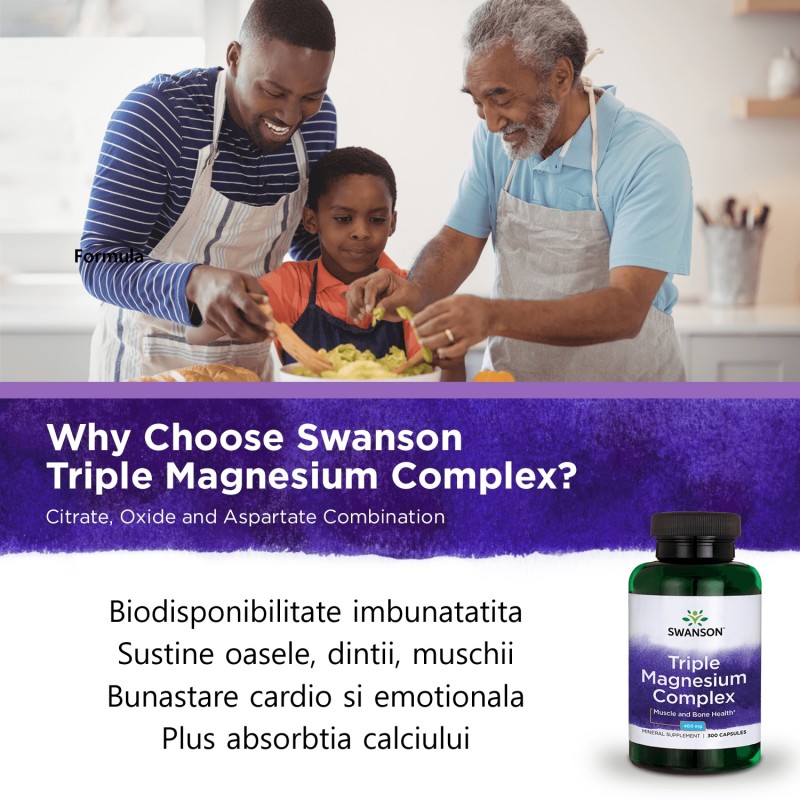 Triple Magnesium Complex 400 mg, 100 Capsule, Swanson Produse medicale